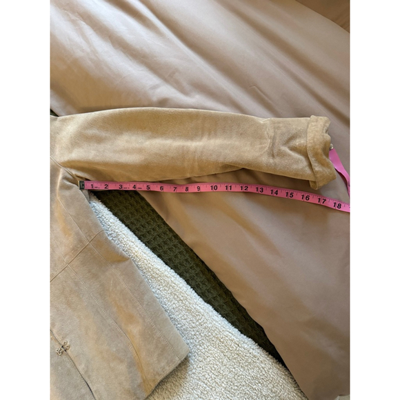Women's Context Beige Suede Leather Jacket Size 4 - Picture 9 of 9